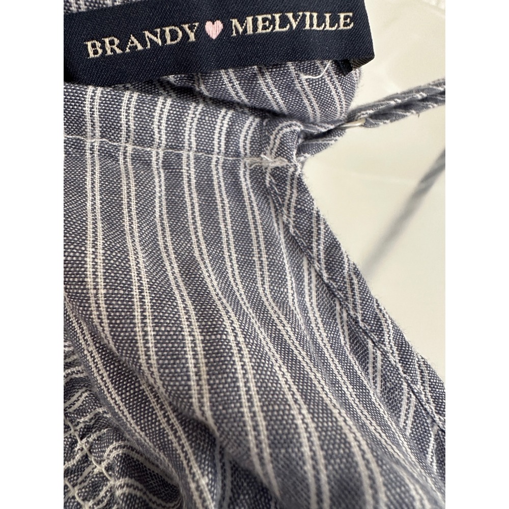 Brandy Melville Y2K Striped Linen Blend Babydoll Camisole Top Smocked OS - Picture 3 of 5